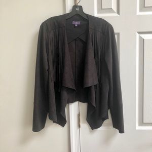 NYDJ Black Seude Frayed Blazer